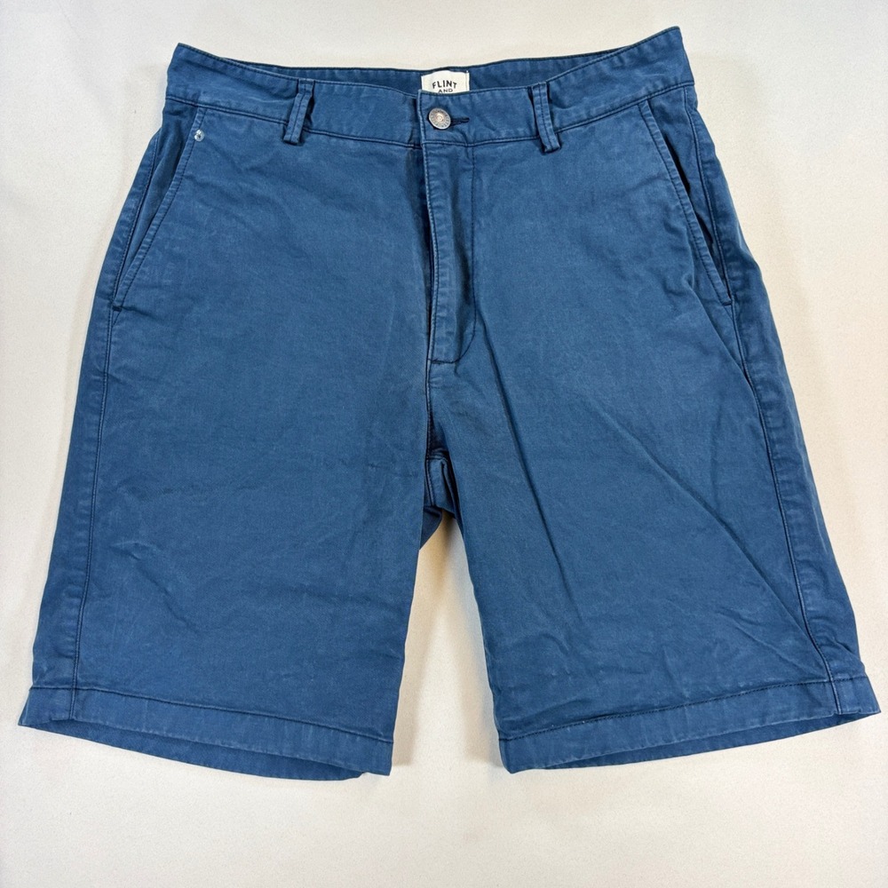 Flint and Tinder 365 Chino Shorts 9" Men 30 Navy Blue Slim Cotton Stretch Golf